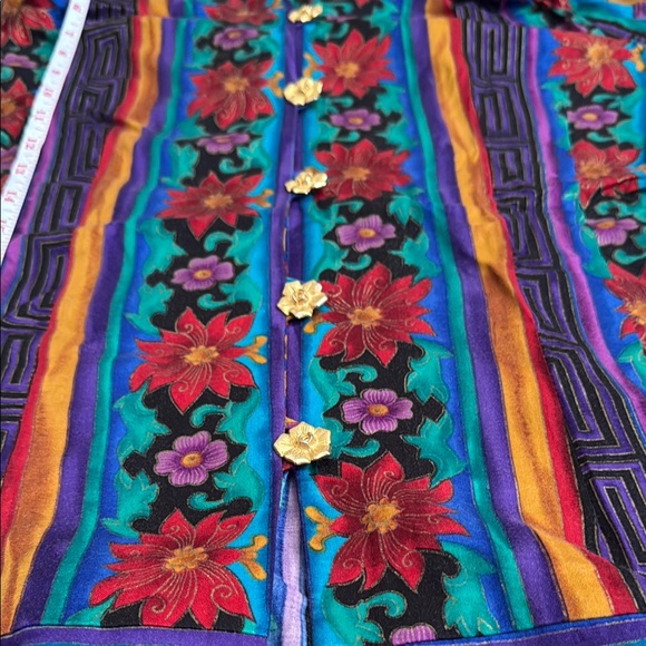 Lady Carol Vintage Blue Purple Red Button Down Shirt Skirt Set - Picture 7 of 10